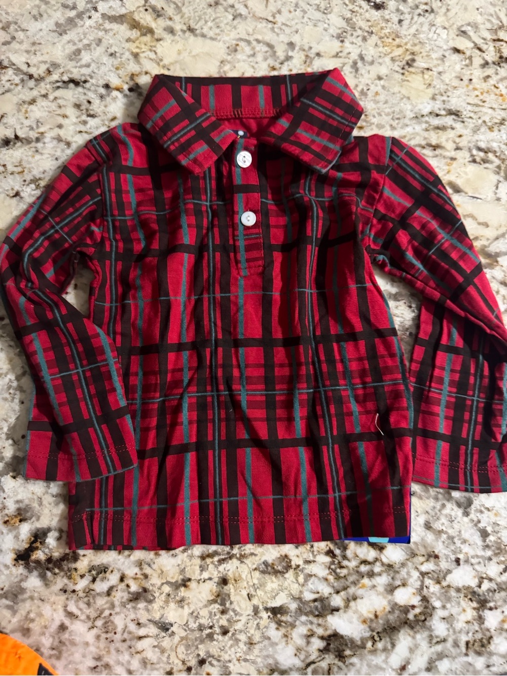 Kickee Pants Red and Black Plaid Long-Sleeve Polo